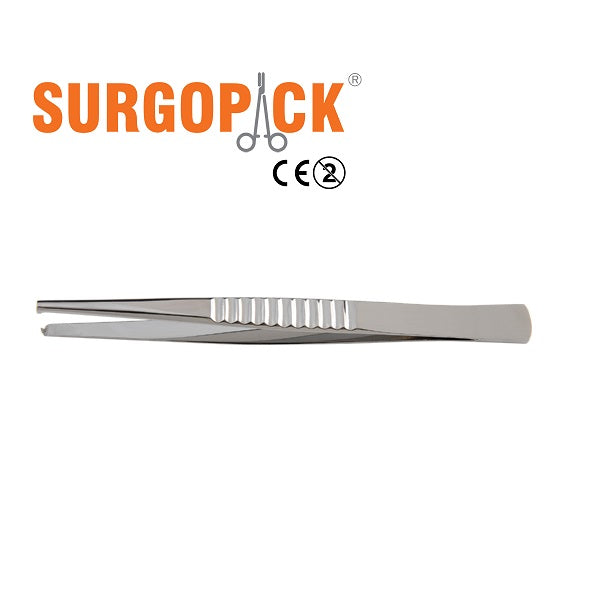 Box 50 Surgopack® Sterile Single Use Treves Forceps Toothed Straight 13cm, 5.2" Individually Packed Disposable - Surgical instruments company