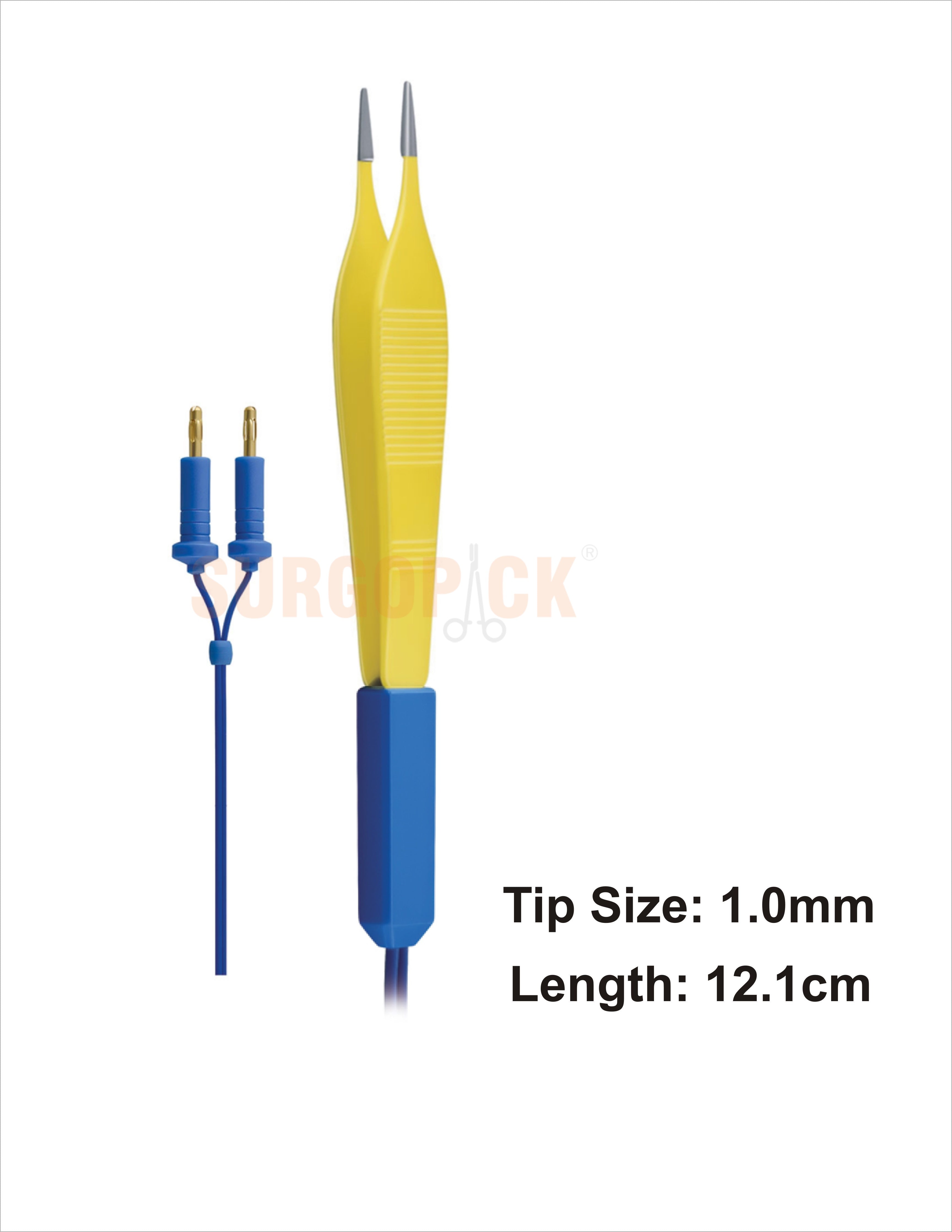 Forceps Adson Bipolar Single Use - Insulated With 3m Cable Adson Forceps Straight- Length 12.1cm - Tip Width 1mm Sterile Single Use individually wrapped Box 10