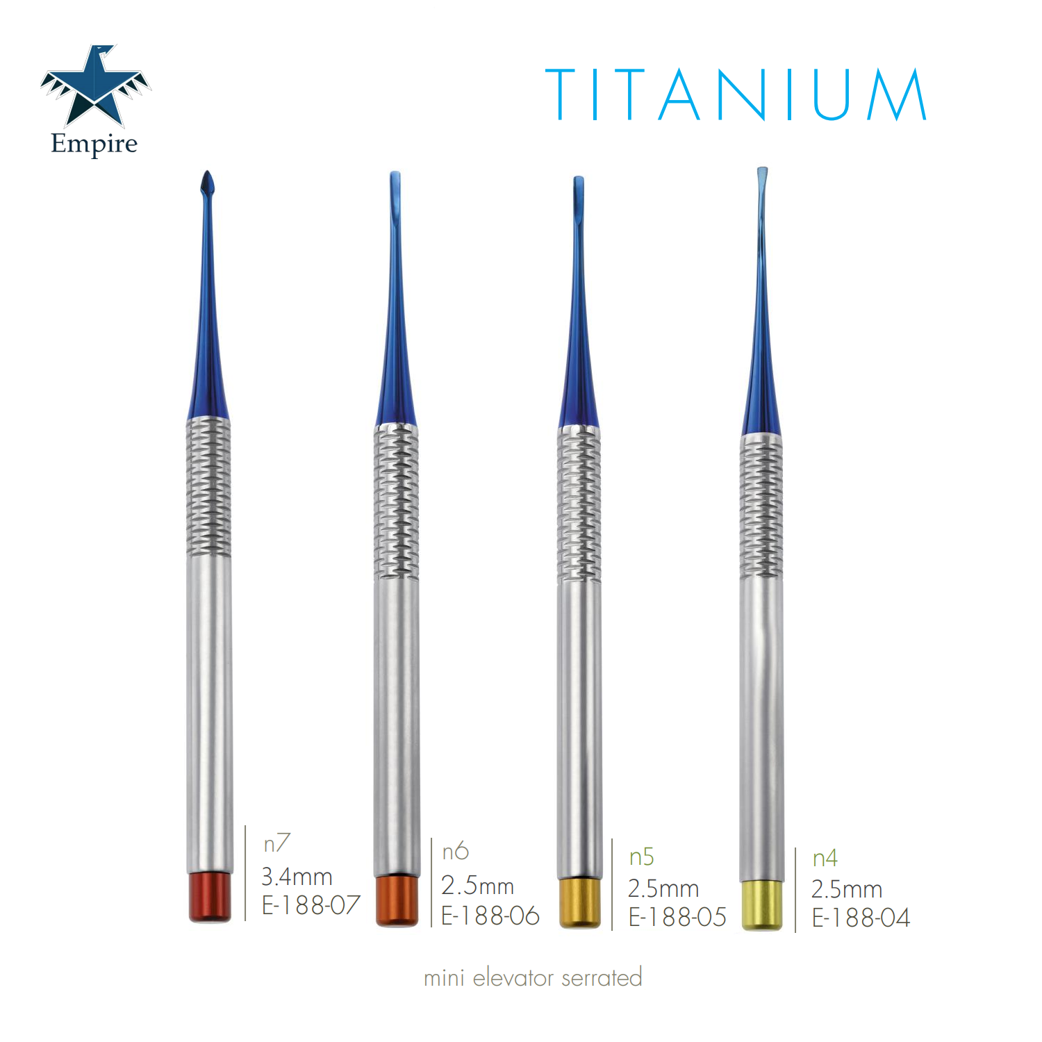 Empire's German Stainless Dental Surgery Mini Elevator Serrated - Osteotome Elevator (4Pcs Set) - EmpireMedical 